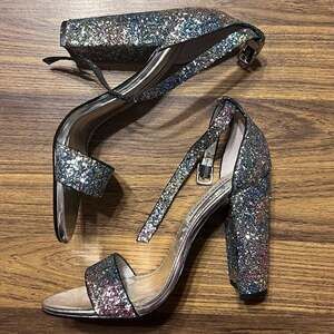 Steve Madden Carrson Multi Glitter Ankle Strap Block Heel Sandals